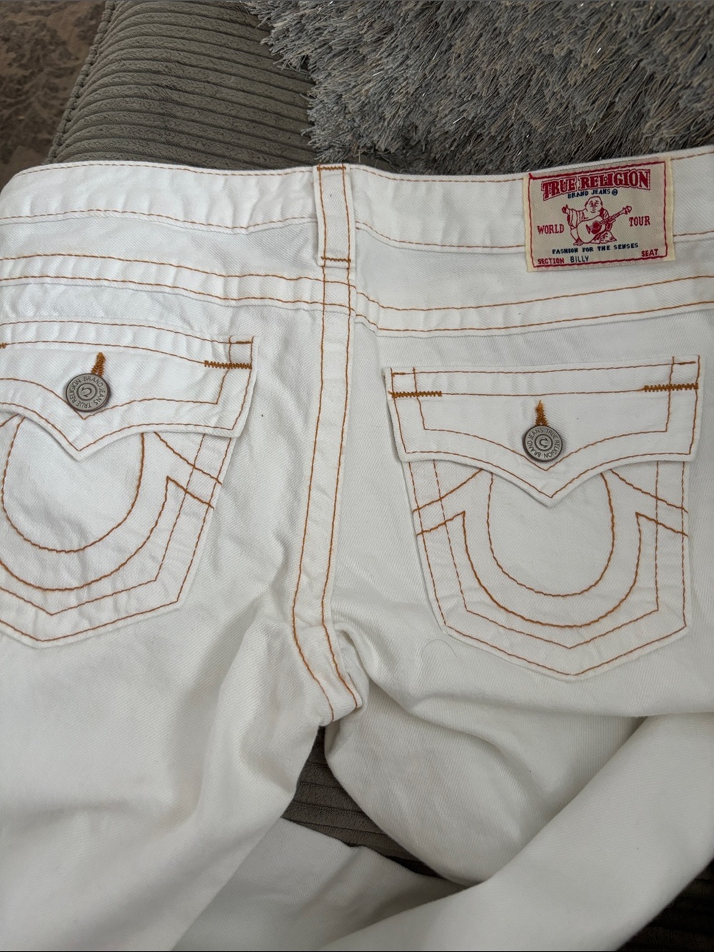 True Religion White Bootcut Jeans with Multicolor Rhinestones - Picture 2 of 3
